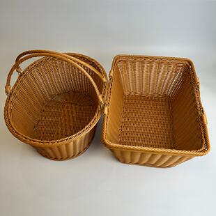 双提手提篮藤编织购物买菜鸡蛋筐阵列摘水果蔬菜蘑菇菌子菜篮子