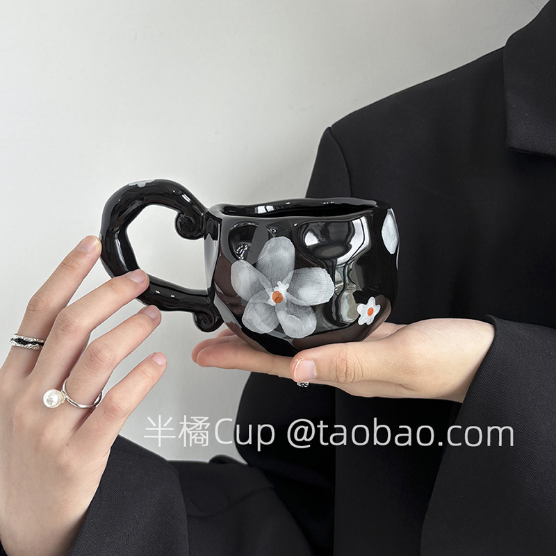 墨黑雾花马克杯礼盒礼袋