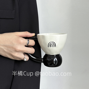 半橘Cup 限定治愈彩虹高脚杯创意情侣杯高级感咖啡杯下午茶水杯
