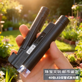 猫头鹰牌40倍手持式 放大镜带LED灯便携显微镜印刷纺织文玩鉴定