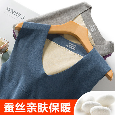 无痕德绒保暖内衣男士背心加绒