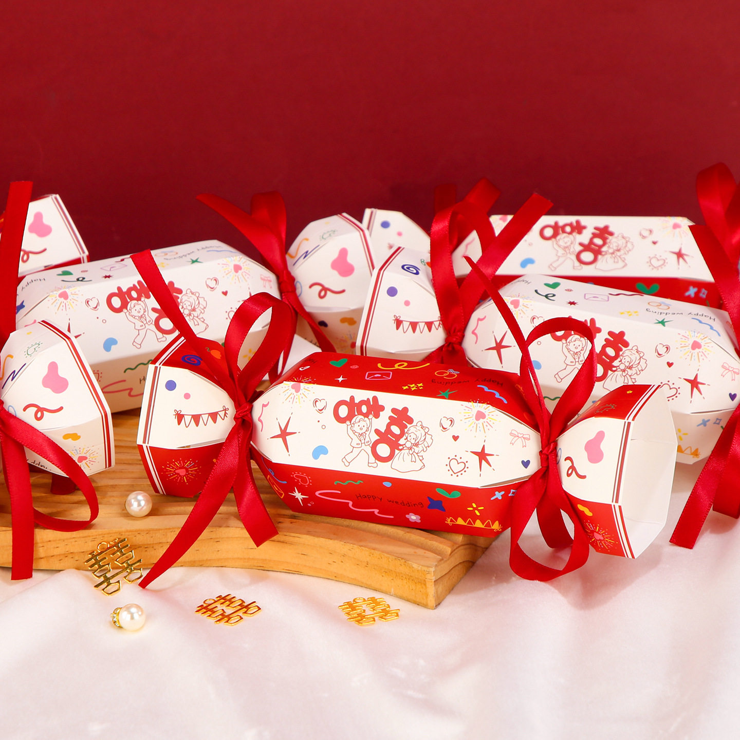 2026新款多巴胺喜糖盒高级感婚礼糖果盒卡通喜糖袋桌糖可爱喜糖盒