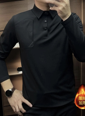 2025-m8803修身商务休闲加绒商务德绒男士Polo衫休闲时尚长袖