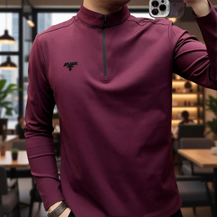 9825秋冬日常拉链加绒长袖 打底衫 高领T恤男士 冬季 春秋男士 2025