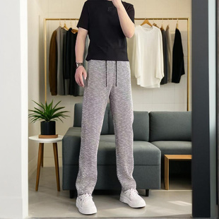 秋季男士休闲裤潮流时尚百搭直筒裤条纹束脚裤修身小脚裤男款