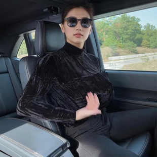 金丝绒男士打底衫爆款2025新款高级感男装半高领加绒长袖男款t恤