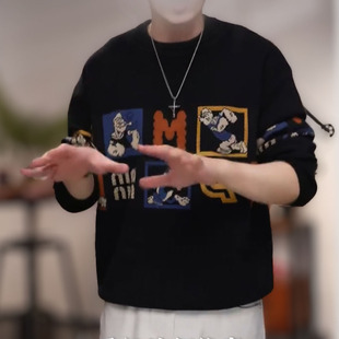 新款 趣味字母情侣撞色毛衣 秋季 上衣9932 高货百搭针织衫