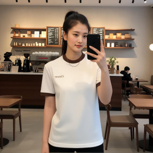 轻奢潮流字母刺绣简约圆领T恤上衣短袖 新品 夏季 F2601 男装