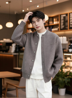 高档圆领针织开衫外套男士春季新款时尚潮流毛衣轻奢男装25933