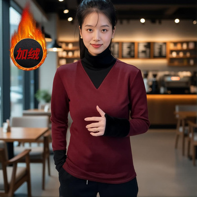 【精品男装】冬季新品高领简约撞色拼接既视感潮流百搭卫衣8881