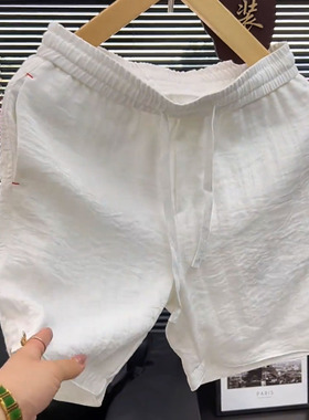 仿亚麻五分裤短裤薄款透气港风男士夏季89030时尚百搭纯色