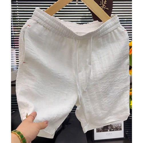 仿亚麻五分裤短裤薄款透气港风男士夏季89030时尚百搭纯色