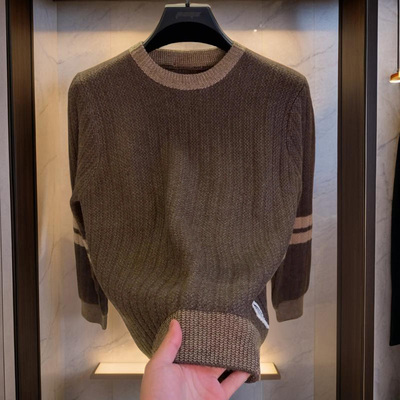 秋冬圆领加厚保暖高端针织衫毛衣男士时尚休闲内搭打底衫男装1128