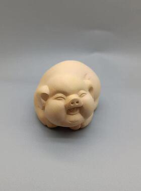 黄杨木雕可爱猪实木挂件创意文玩生肖手把件工艺品紫檀木福猪摆件