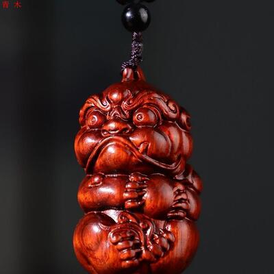 小叶紫檀手把件高档招财手把件解压手玩物件吊坠挂件木质把玩文玩