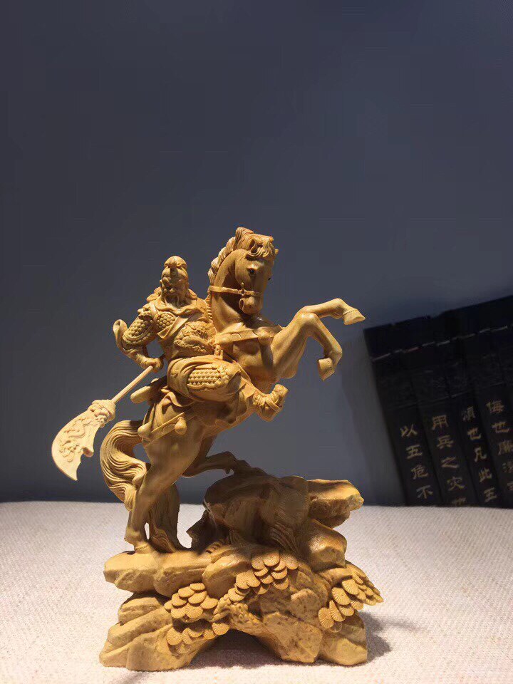 风水武财神摆件关公小叶黄杨木雕