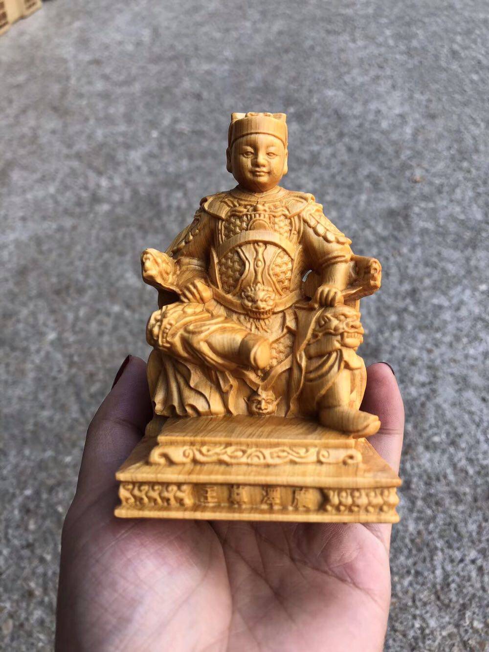 崖柏黄杨木雕广泽尊王郭圣王随身木质佛龛小佛盒迷你神堂佛堂供奉