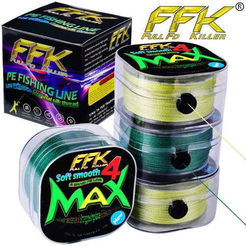 FFK军黄色/墨绿色205米PE鱼线光滑质地高强度材料快速下沉