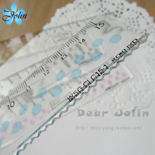 国誉KOKUYO 带波浪线曲线的直尺子 双刻度15cm小学生用尺