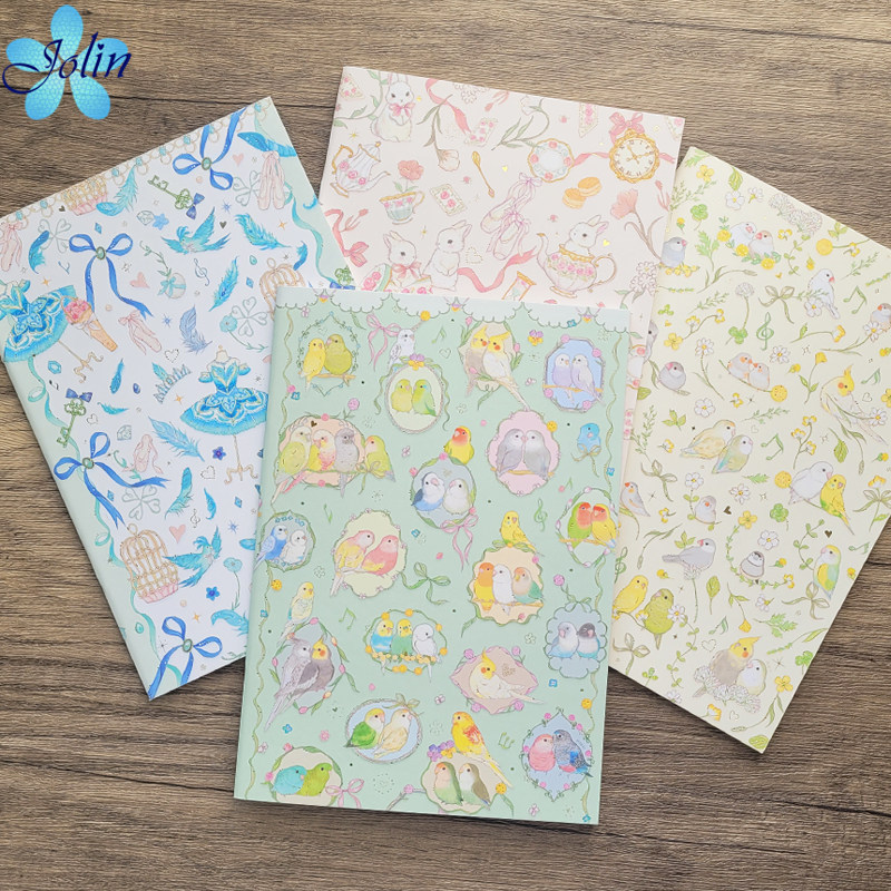 日本CLOTHES·PIN兔子鹦鹉烫金学生彩色横线进口笔记本A5