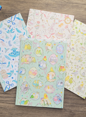 日本CLOTHES·PIN兔子鹦鹉烫金学生彩色横线进口笔记本A5软面抄