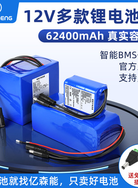 亿森能12V锂电池组18650电芯足大容量20Ah50户外监控音响太阳能灯