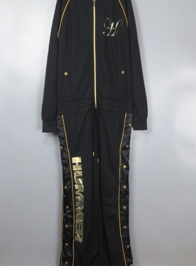 Vintage 古着正品hammer潮牌黑色连帽嘻哈街舞运动服连体服