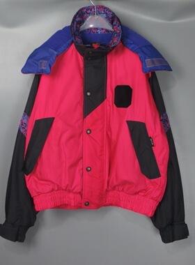 Vintage 古着正品exe中古秋冬季90s日本亮粉色黑色滑雪服夹克外套