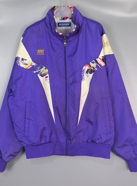 Vintage 古着正品AS*CS潮牌90年代紫色街舞嘻哈街头运动夹克外套