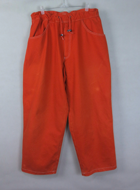 Vintage 古着正品潮牌中古橘黄橙色街头嘻哈阔腿工装裤厚款休闲裤