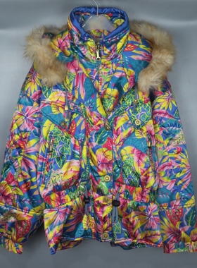Vintage 古着正品WINDEX PRO秋冬季花色连帽滑雪服加厚夹克外套