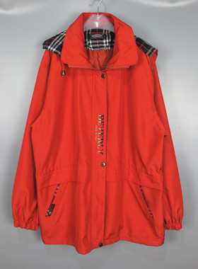 Vintage 古着正品中古春秋冬季橙色可拆卸帽休闲夹克外套