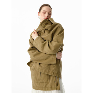 复古西装 洛边 宽松潮外套秋季 重磅纯棉工装 夹克上衣 时髦精都在穿