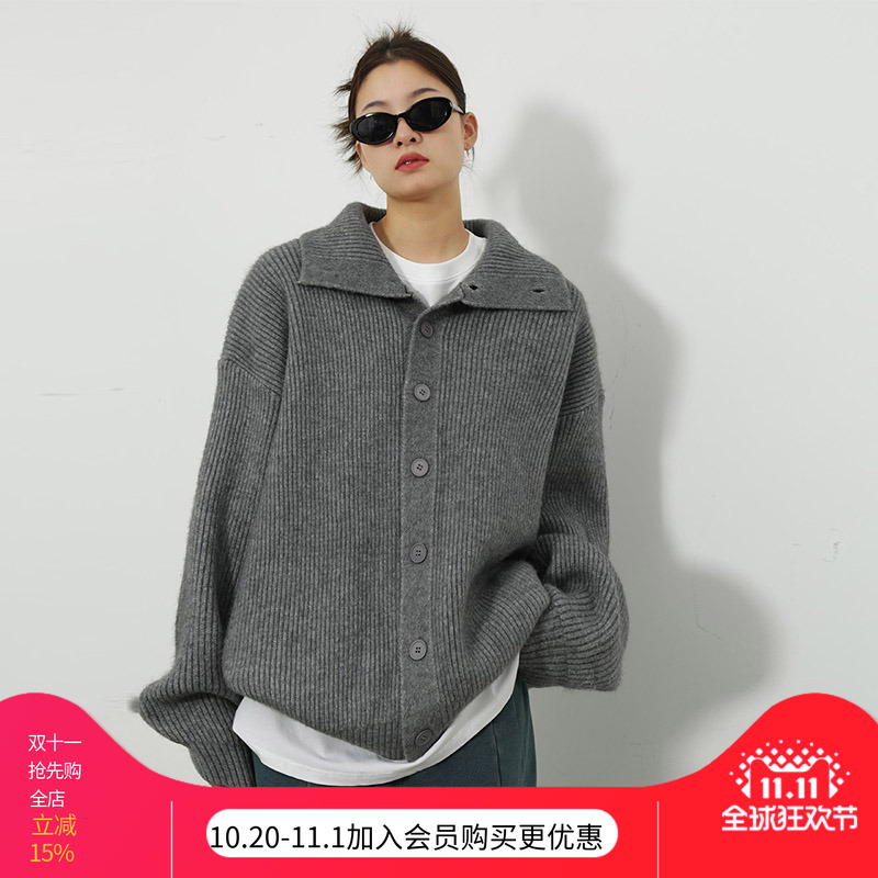 洛边 人手一件!厚实粗棒针织毛衣宽松开衫冬季新款上衣百搭外套