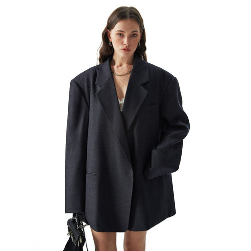 慵懒风廓形羊毛西装宽松外套