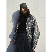 洛边 上衣潮流夹克外套 蝙蝠袖 巴黎歌剧院 原创浮雕立体满印女短款