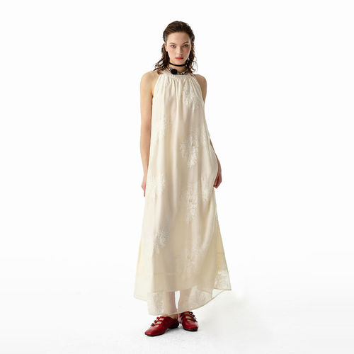 洛边  锦绣繁花 原创复古宽松绣花新中式长裙无袖长裙连衣裙夏季