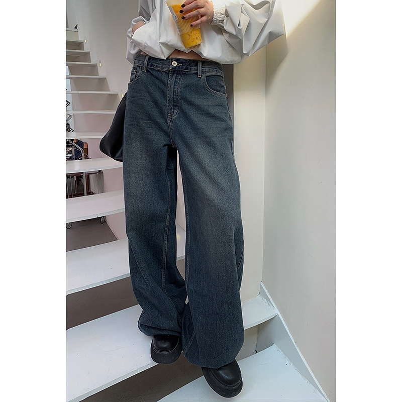 洛边LMNACI小众高阶复古中腰加长牛仔裤秋2025新款宽松直筒阔腿裤,女装/女士精品,牛仔裤,淘宝优惠券,粉丝福利购,淘宝优惠卷