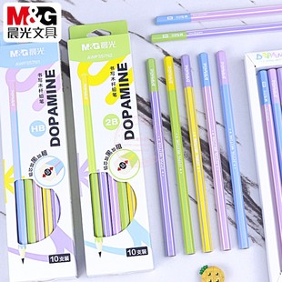 晨光多巴胺HB六角木杆铅笔学生2B考试加粗加黑铅芯无铅毒AWP357N1