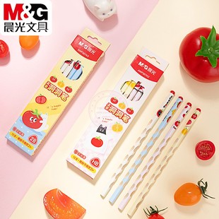 晨光番茄猫2B正姿洞洞铅笔HB小学生考试绘图沾顶木杆铅笔AWP307K2