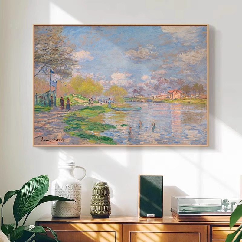莫奈装饰画日出印象派油画睡莲客厅沙发背景墙面壁画卧室餐厅挂画图片