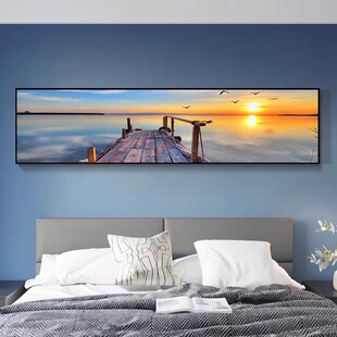 大海风景挂画卧室装饰画现代简约海景温馨房间酒店宾馆背景墙壁画