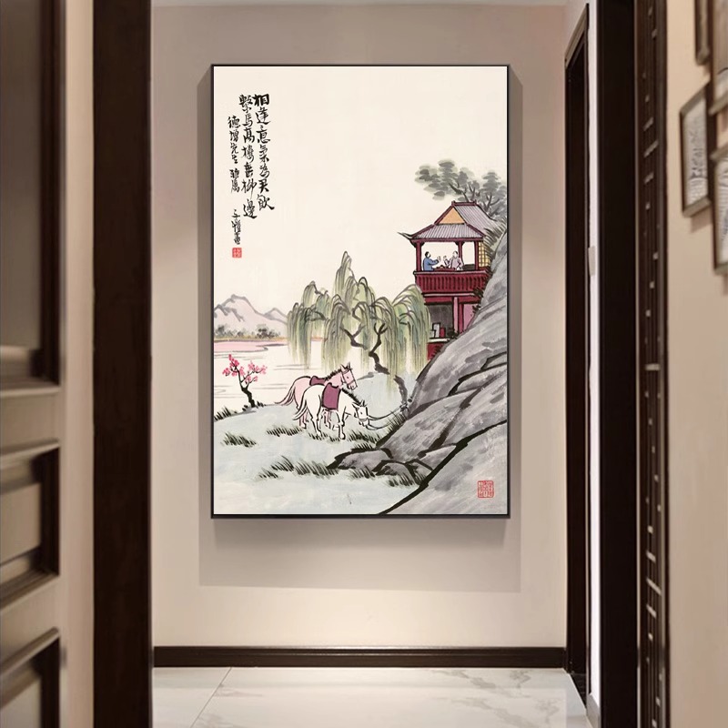 丰子恺挂画民国生活人物装饰画卧室书房复古漫画玄关走廊水墨壁画图片