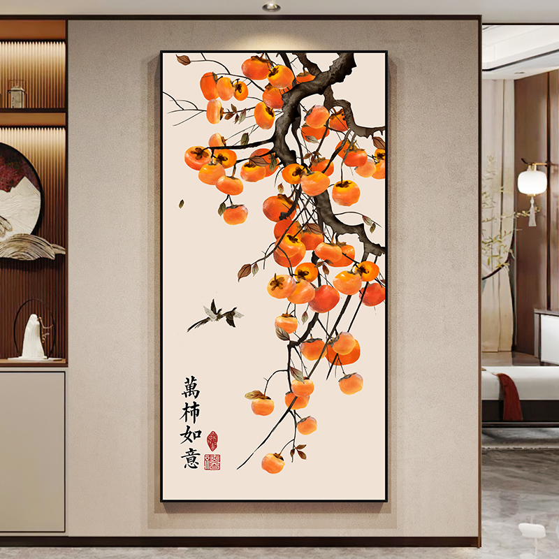 事事巳巳如意玄关装饰画走廊过道尽头简约壁画客厅入户正对门挂画图片