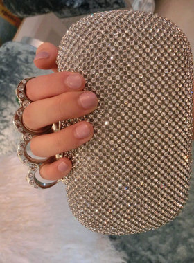 奥地利水钻包礼服晚宴婚礼手拿包四指环扣宴会包结婚女晚宴手包