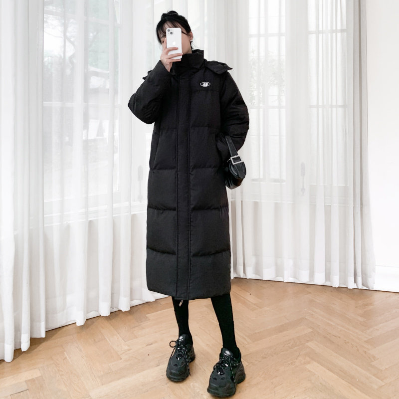 韩国东大门新款白鸭绒羽绒服女中戏加厚长款过膝宽松连帽情侣外套