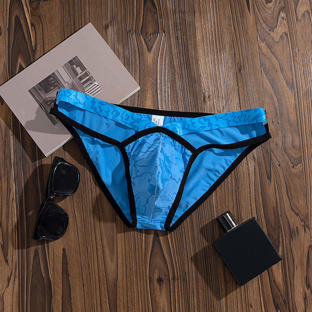 男士时尚印花镂空三角囊袋低腰修身性感内裤,女士内衣/男士内衣/家居服,男三角内裤,淘宝优惠券,粉丝福利购,淘宝优惠卷