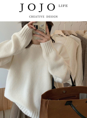 JOJO'S L. PD.Needle 温柔风日系宽松圆领套头毛衣女秋冬 | 桑针