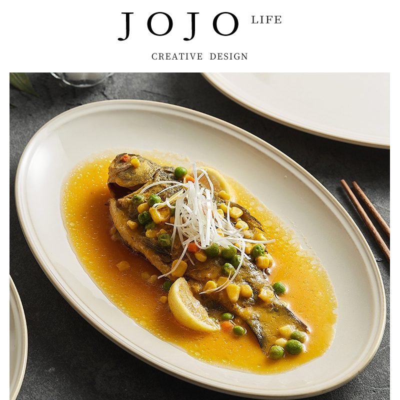 JOJO'SLIFEPD陶瓷鱼盘蒸鱼盘子
