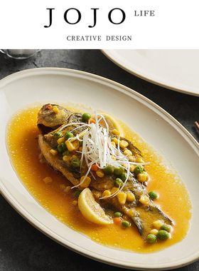 JOJO'S L. PD.shaped .陶瓷鱼盘家用蒸鱼盘子菜盘商用高级 | 信徒